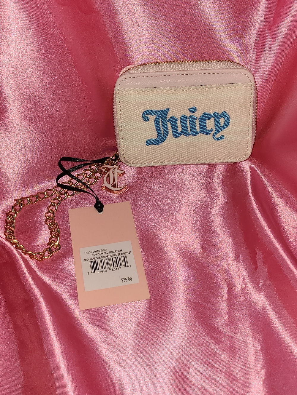 Juicy Couture Pink & Cream Logo Mini Wallet